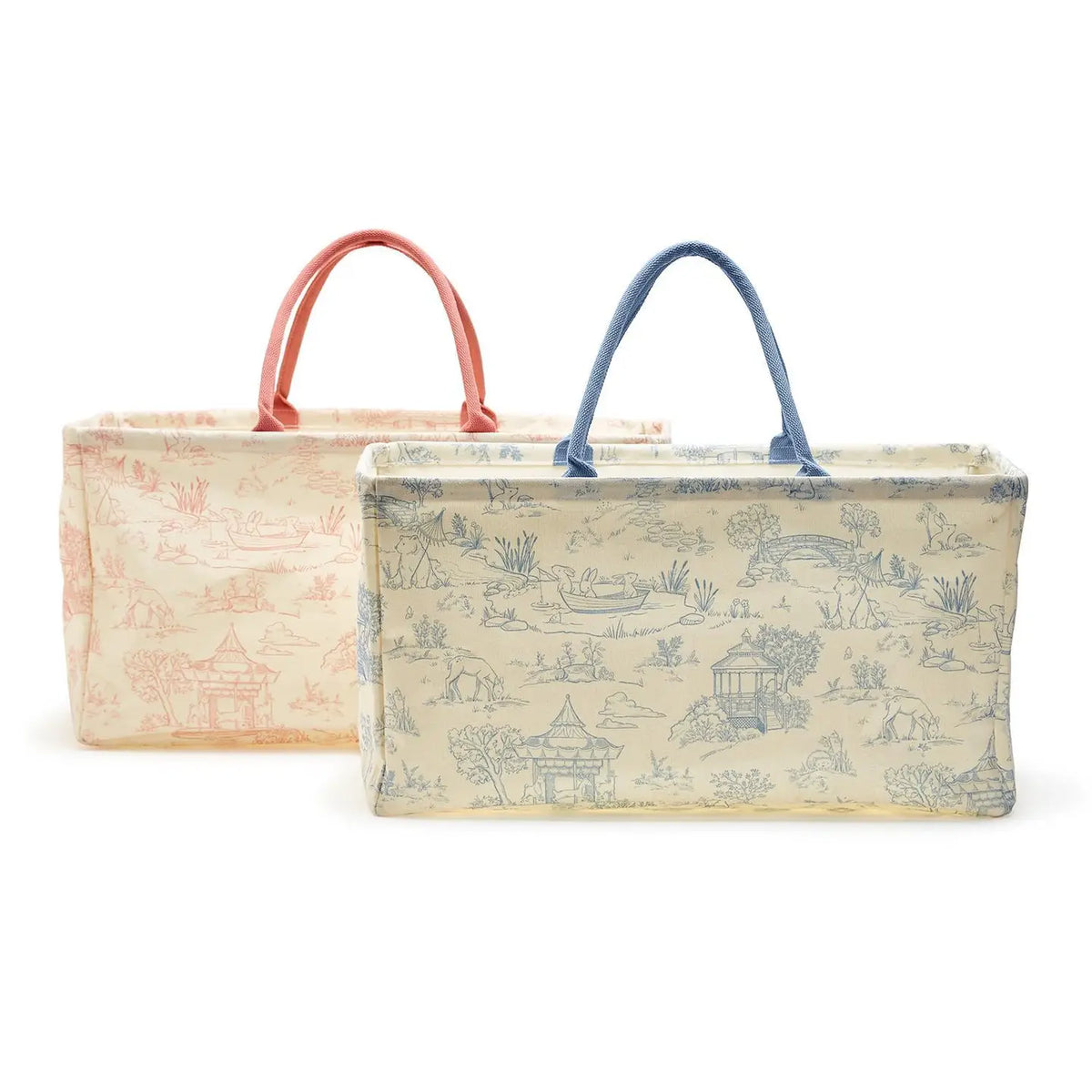 Toile Storage Tote & Hamper | Cotton Canvas Nursery Organizer