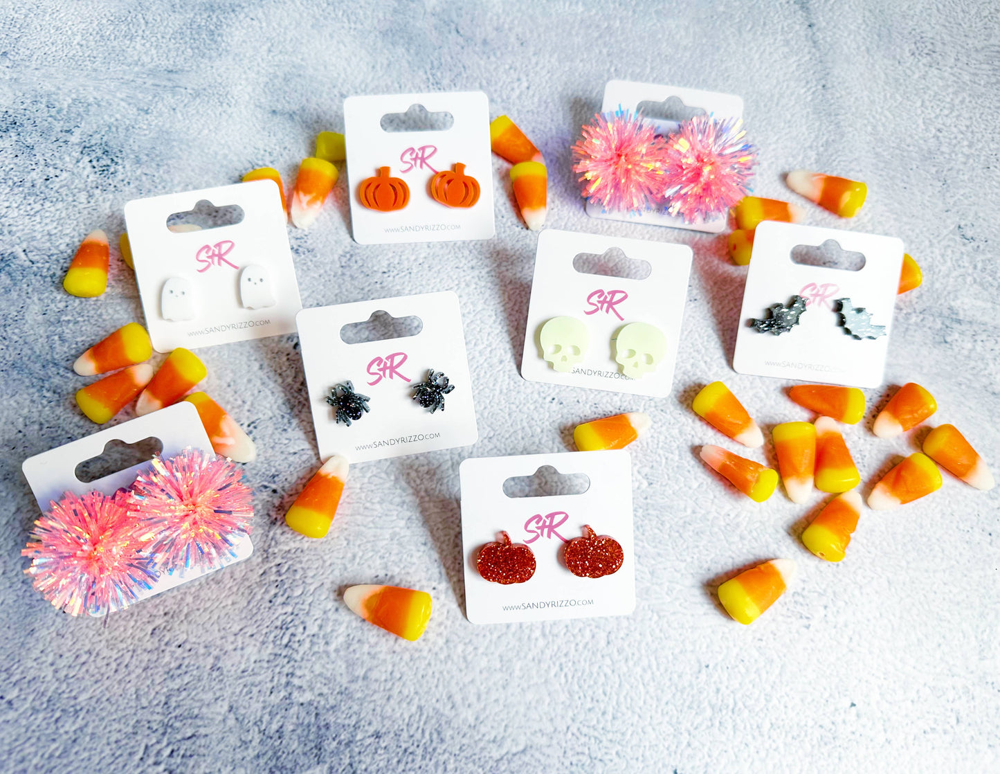 Pink Iridescent Tinsel Party Pom Stud