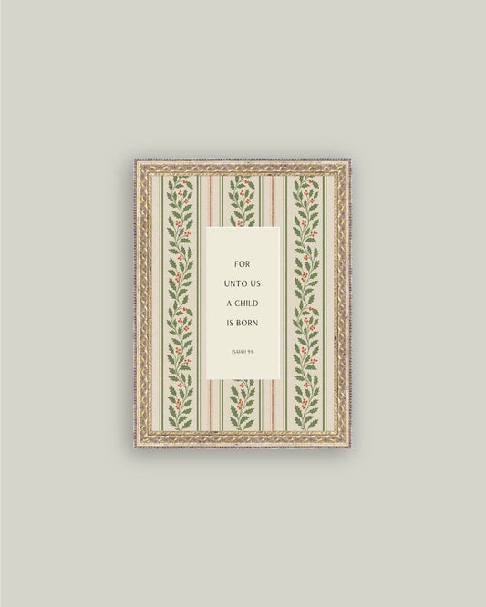 A Child is Born Framed Antique Art: 5x7