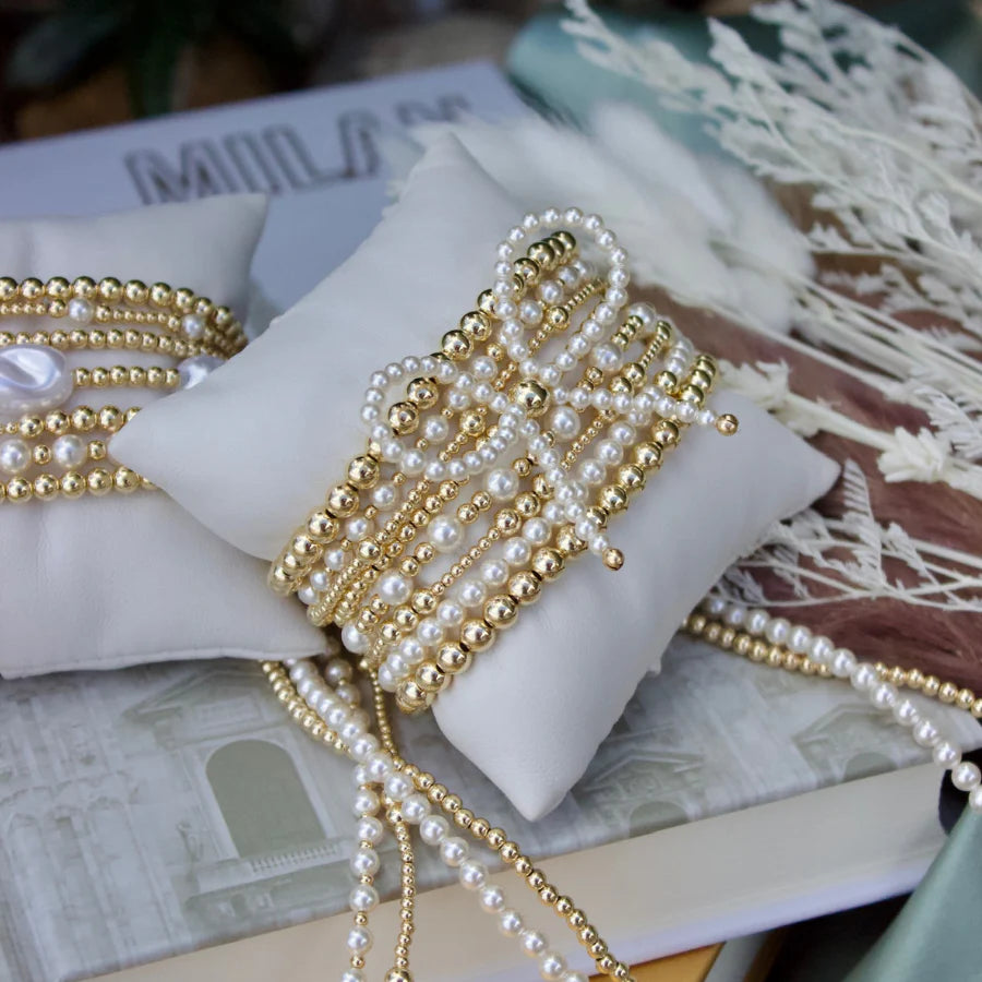 Glass Pearl Bow and Gold Filled Bracelet