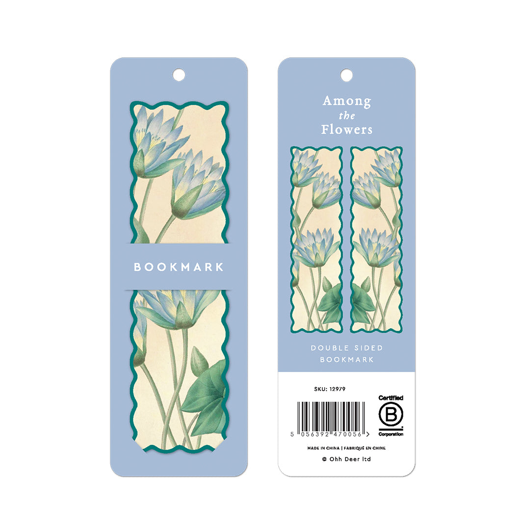 Blue Lotus Floral Bookmark