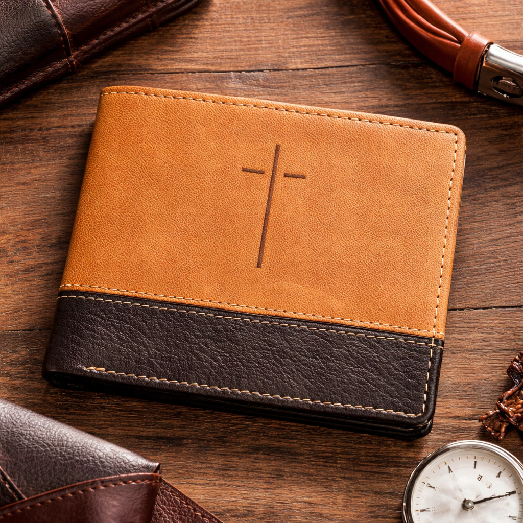 Men’s Cross-Embossed Full-Grain Leather Billfold Wallet