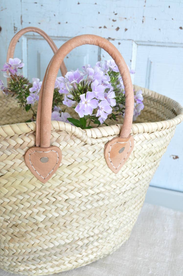 STRAW BAG Market Basket Double Handle Small