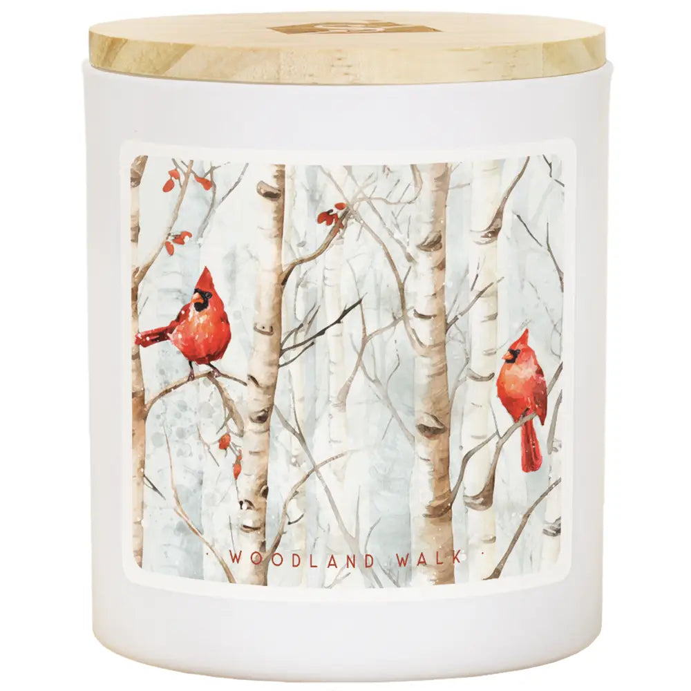 Cardinals and Birch Tree Candle