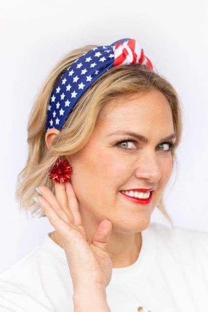 Red Tinsel Party Pom Stud