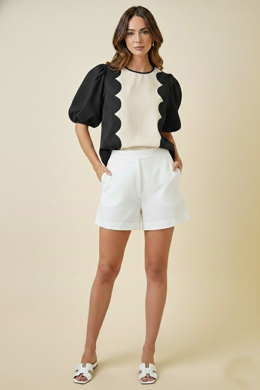Ivory & Ink Scallop Blouse