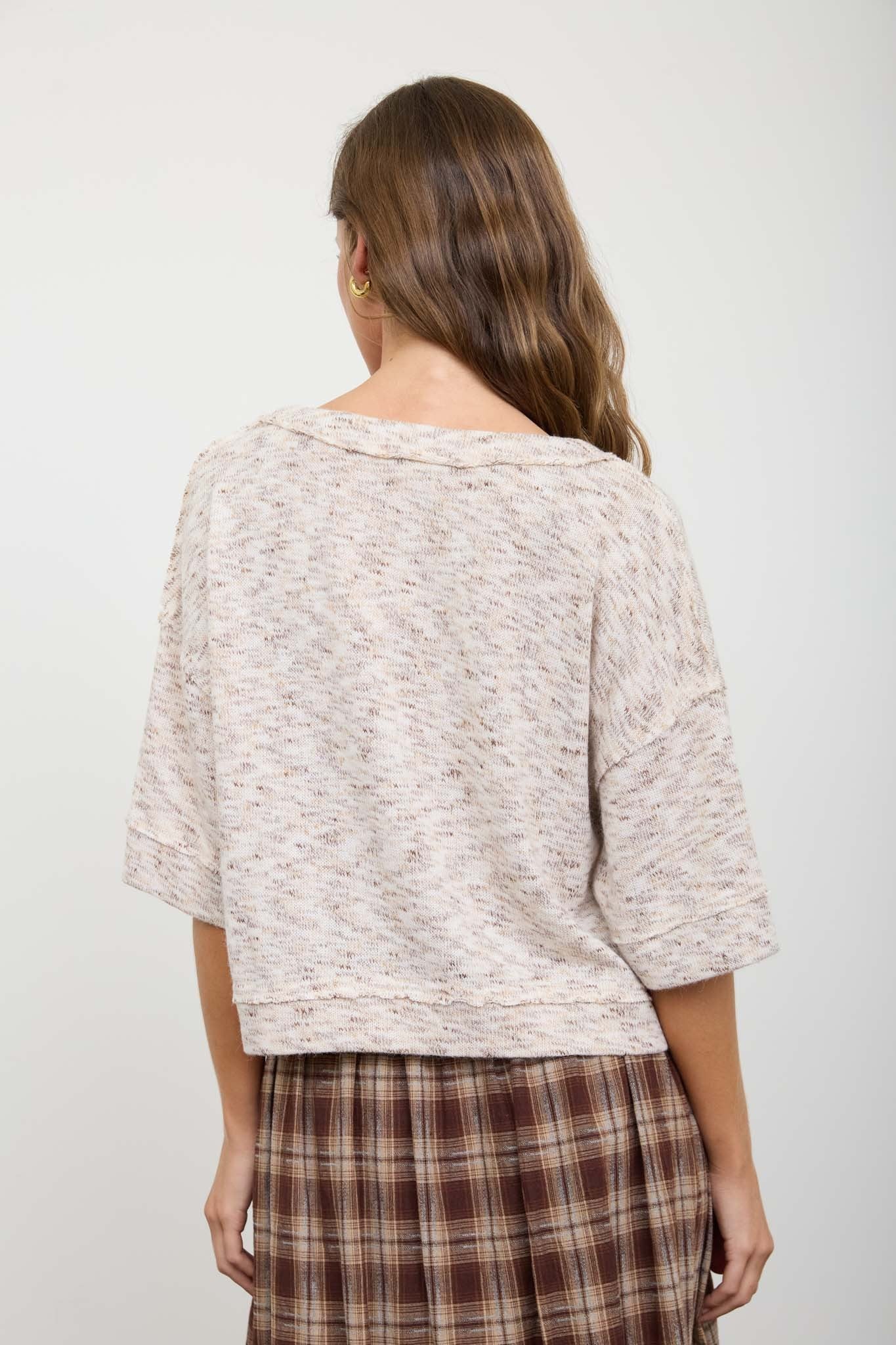 The Martha Marled Button Knit Top