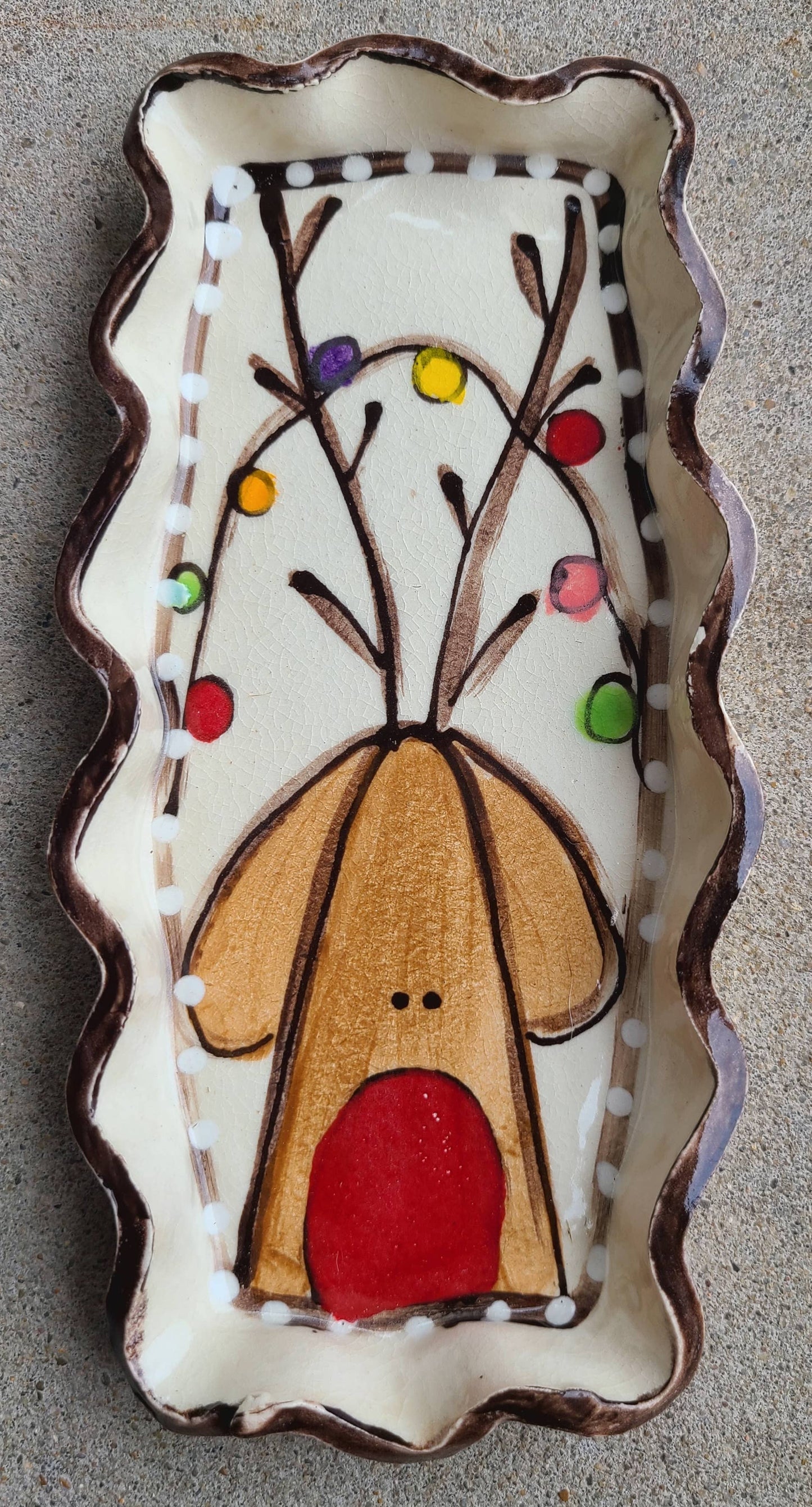 Reindeer Lights Mint Dish