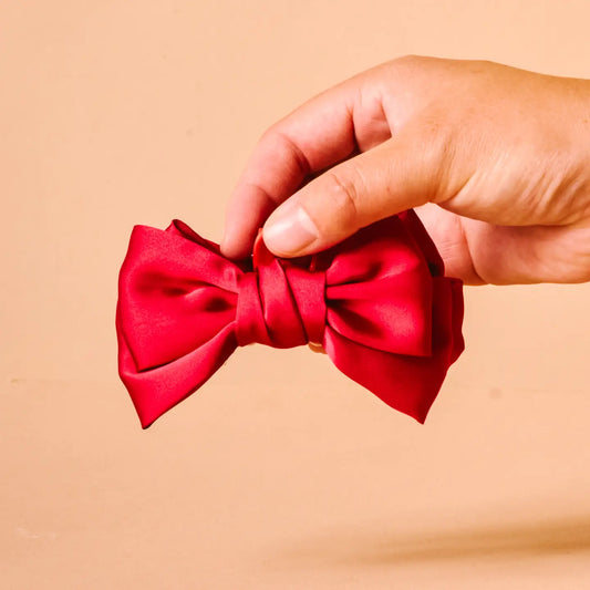 Red Mini Satin Bow Claw Clip