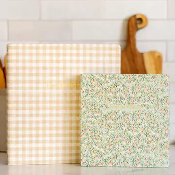 Beige Gingham Large Recipe Binder