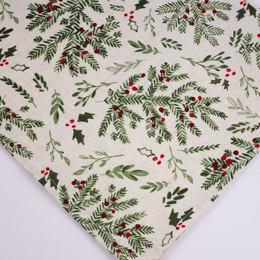 Holiday Foliage Runner Cream/Green 13x90