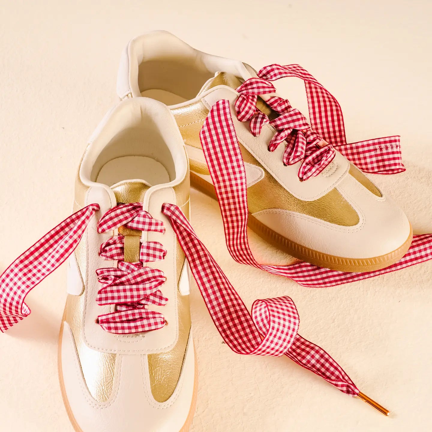 Gingham Red Step it Up Shoelaces