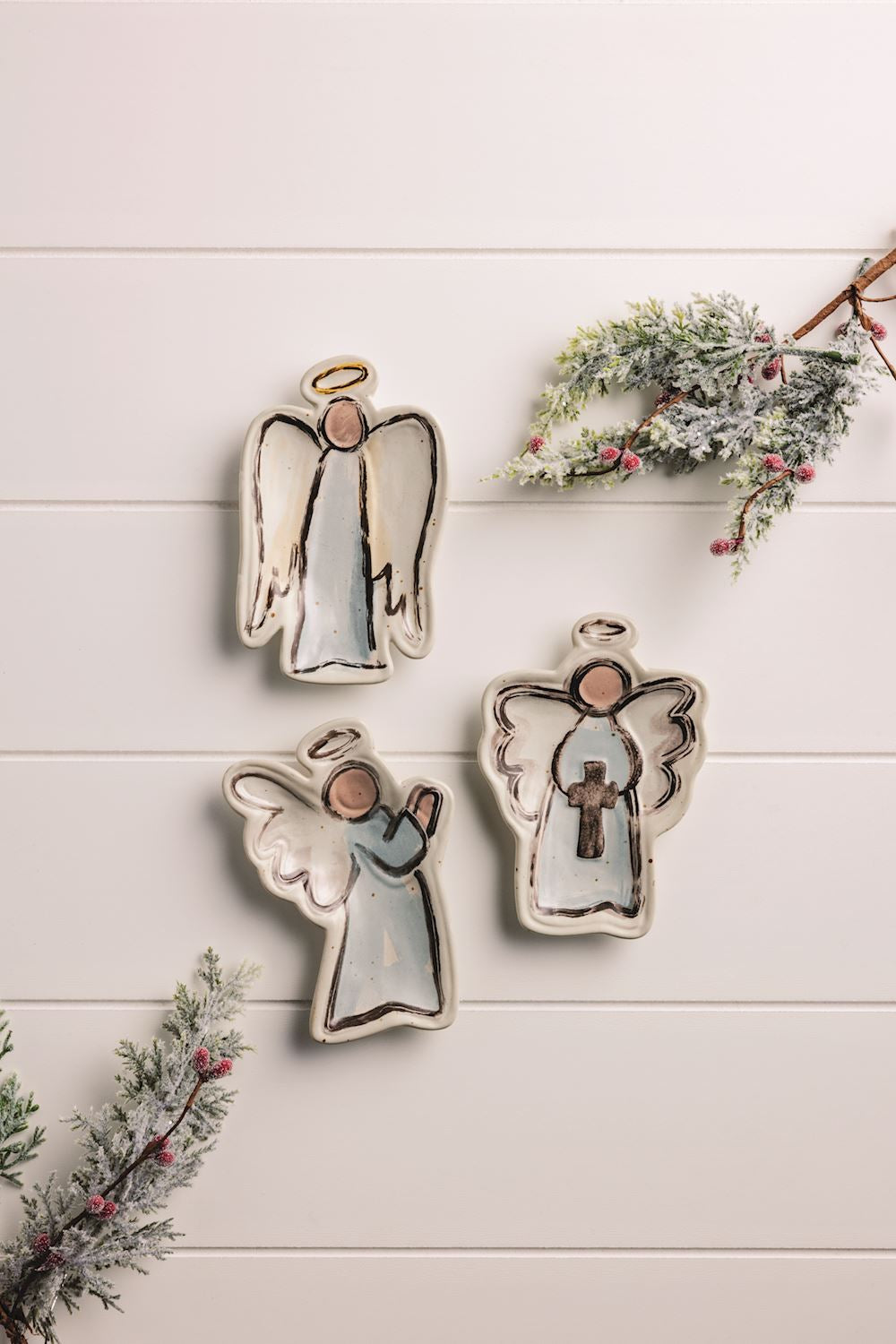 Mud Pie hand-painted stoneware angel trinket dishes in three styles