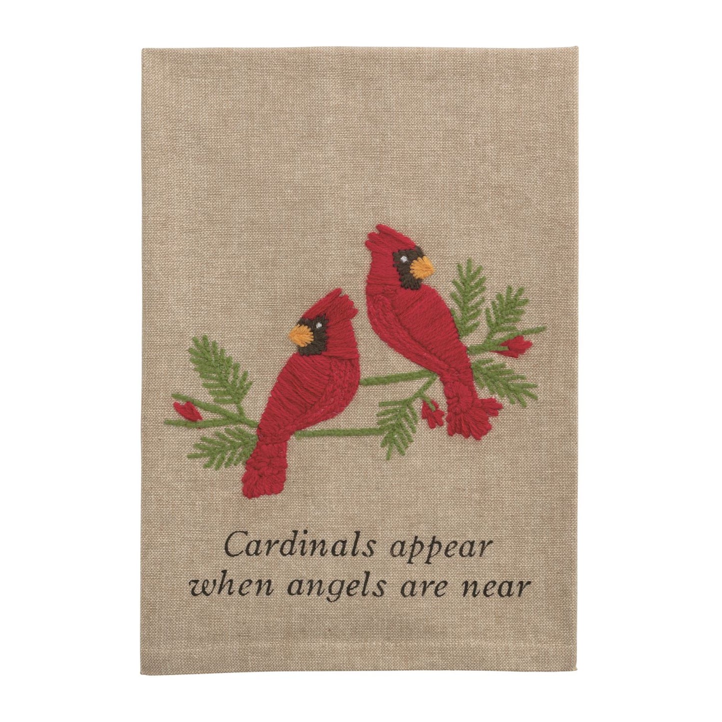 Cardinal Embroidered Tea Towel