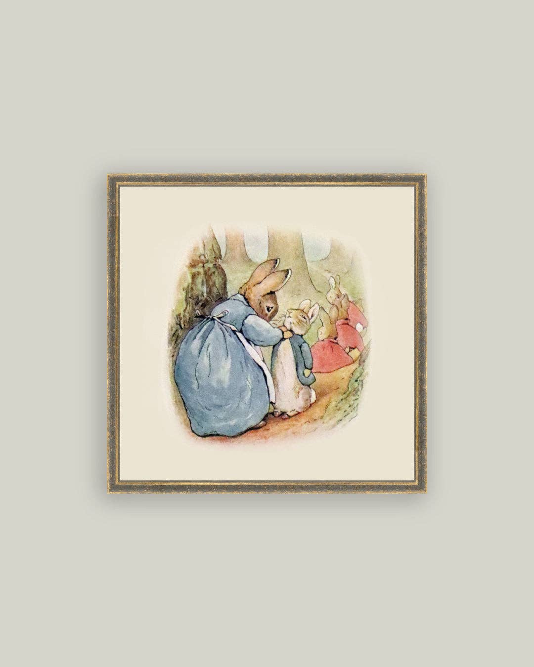 Peter Rabbit Framed Antique Art: 6x6