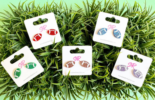 Lavender Glitter Acrylic Football Studs