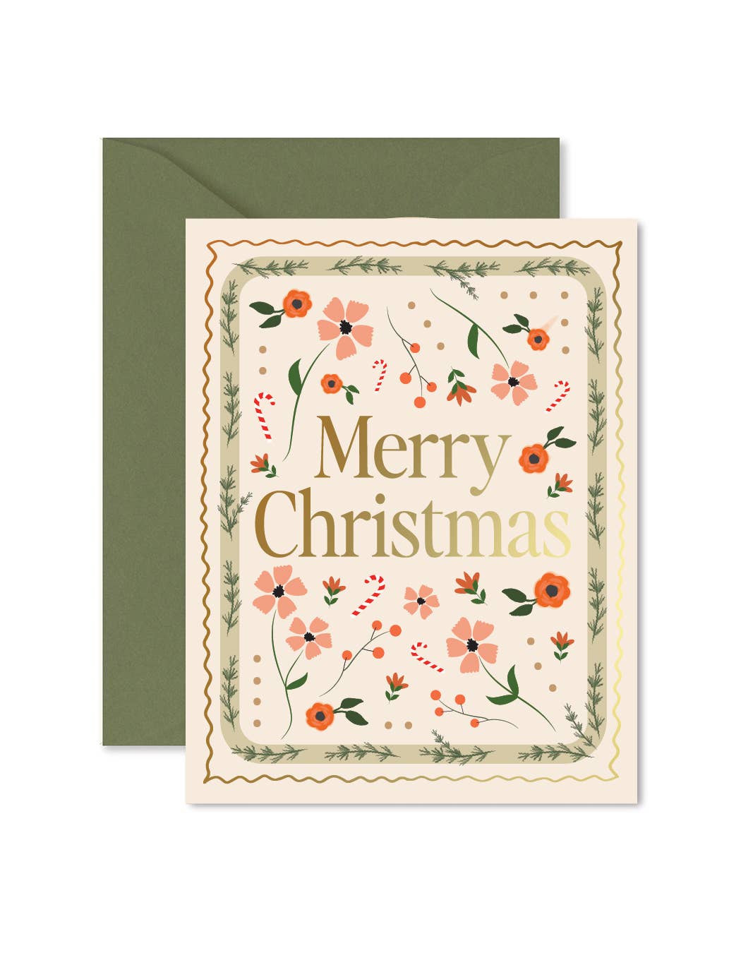 Christmas Mosaic Floral Greeting Card