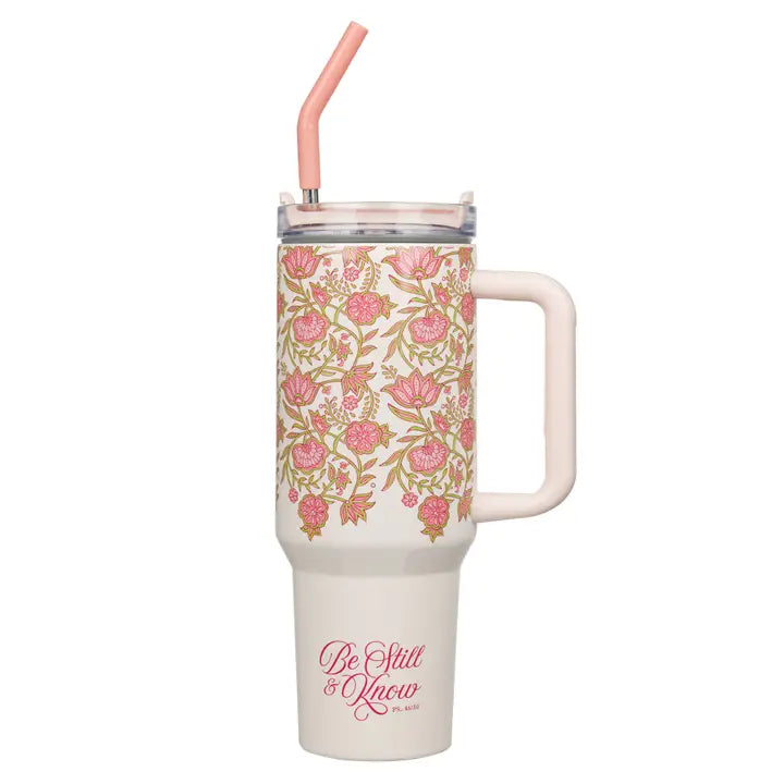 Pink Be Still Tumbler with Straw