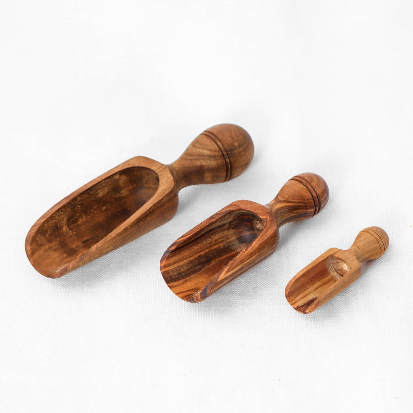 Olive Wood Scoop โ Handmade Rustic Measuring Spoons: 12 cm (4.7")