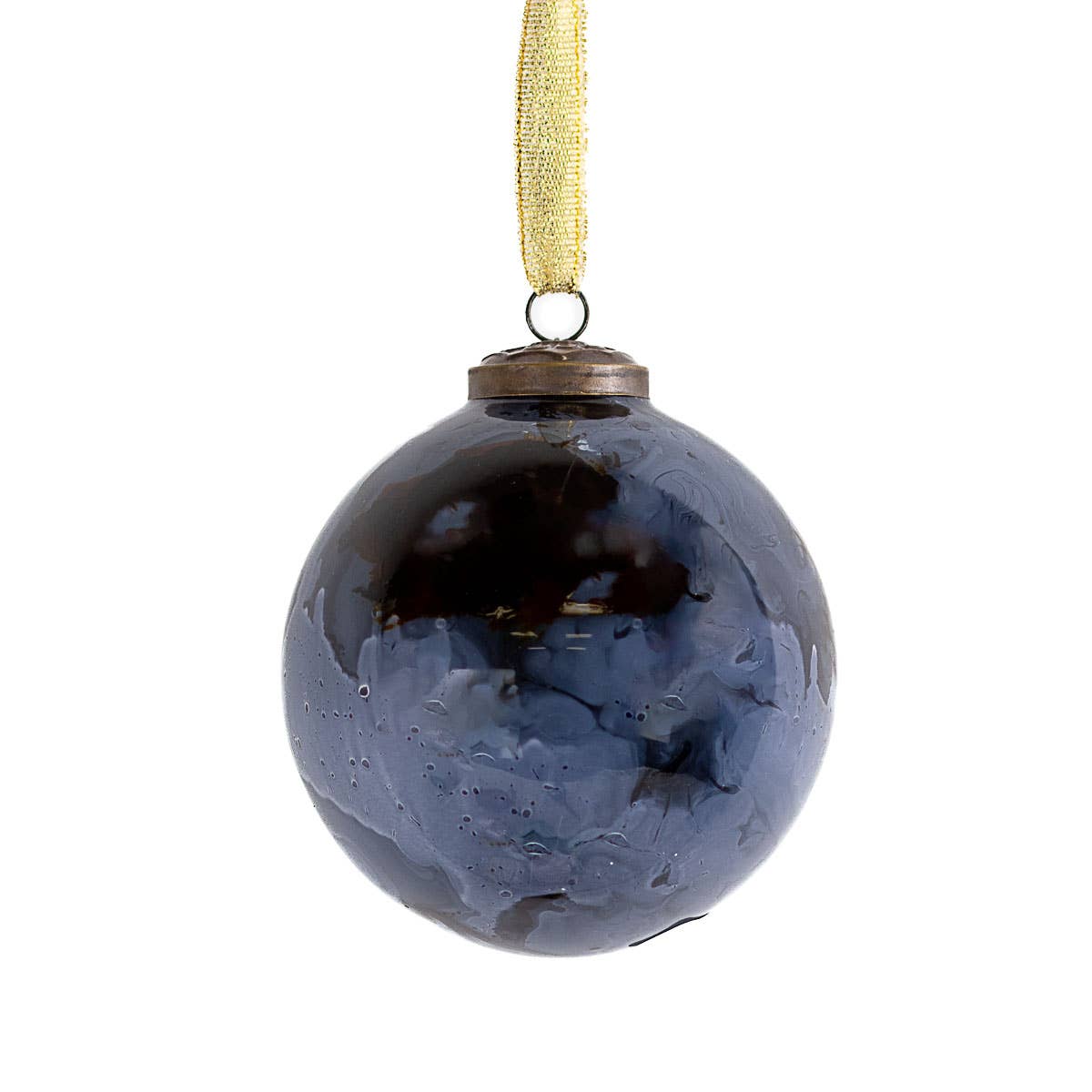 Lucca Glass Ornament Blue/Rust/White 4"