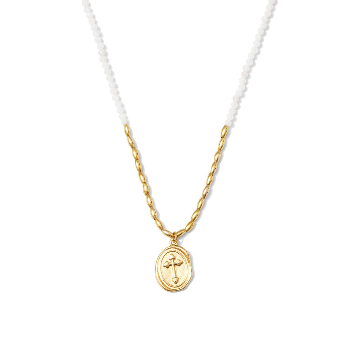 Delicate Stones W/Heart Cross Necklace