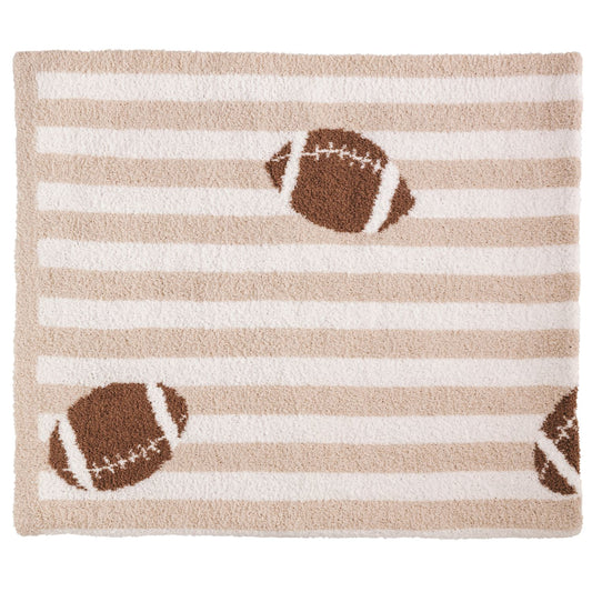 Football Chenille Throw Blanket | Soft Striped Game Day Blanket |