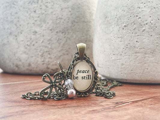 Peace Be Still Bible verse necklace Inspirational Jewelry