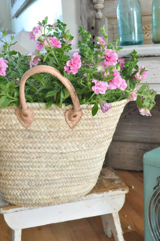 STRAW BAG Market Basket Double Handle Small