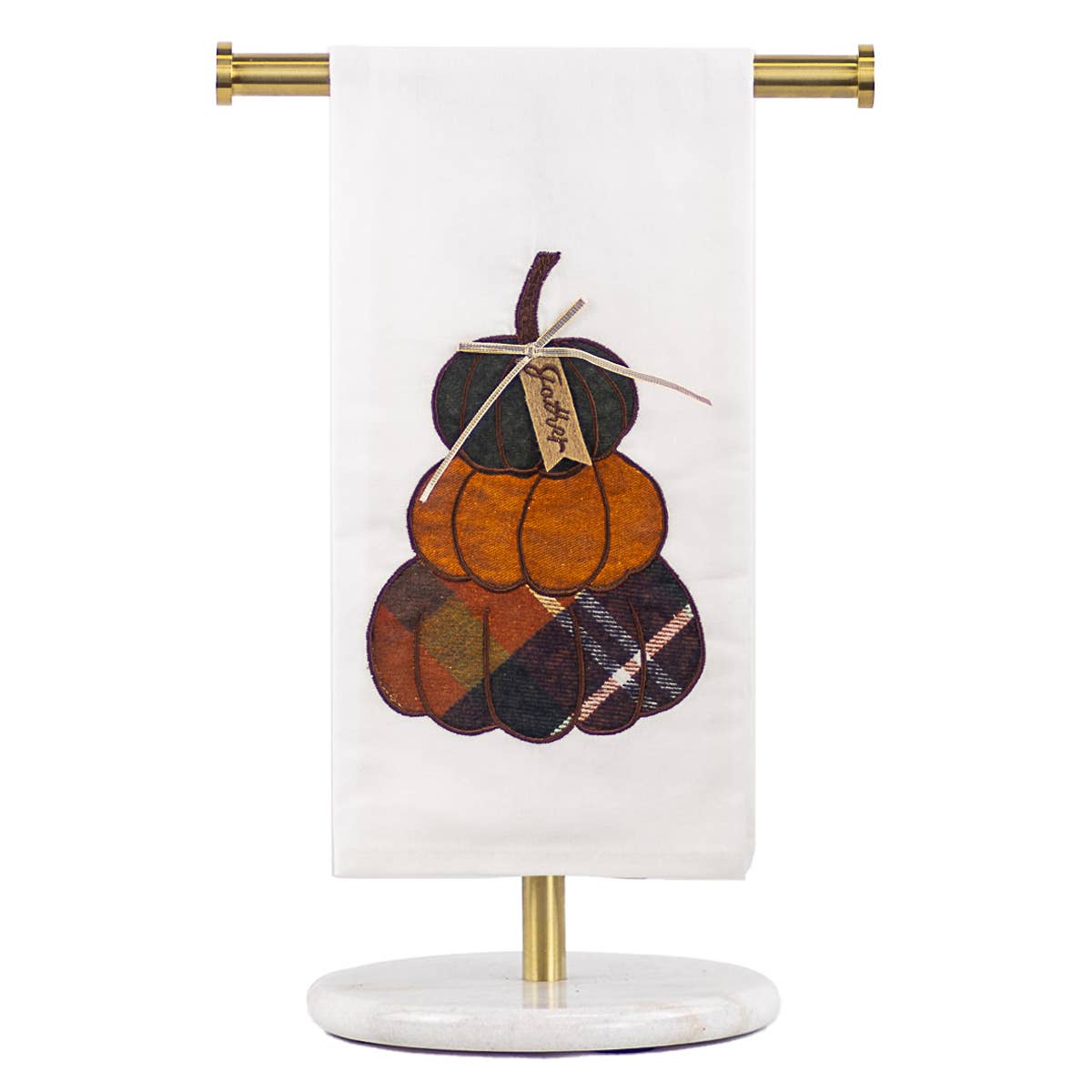 Pumpkin Stack Hand Towel White/Multi 20x28