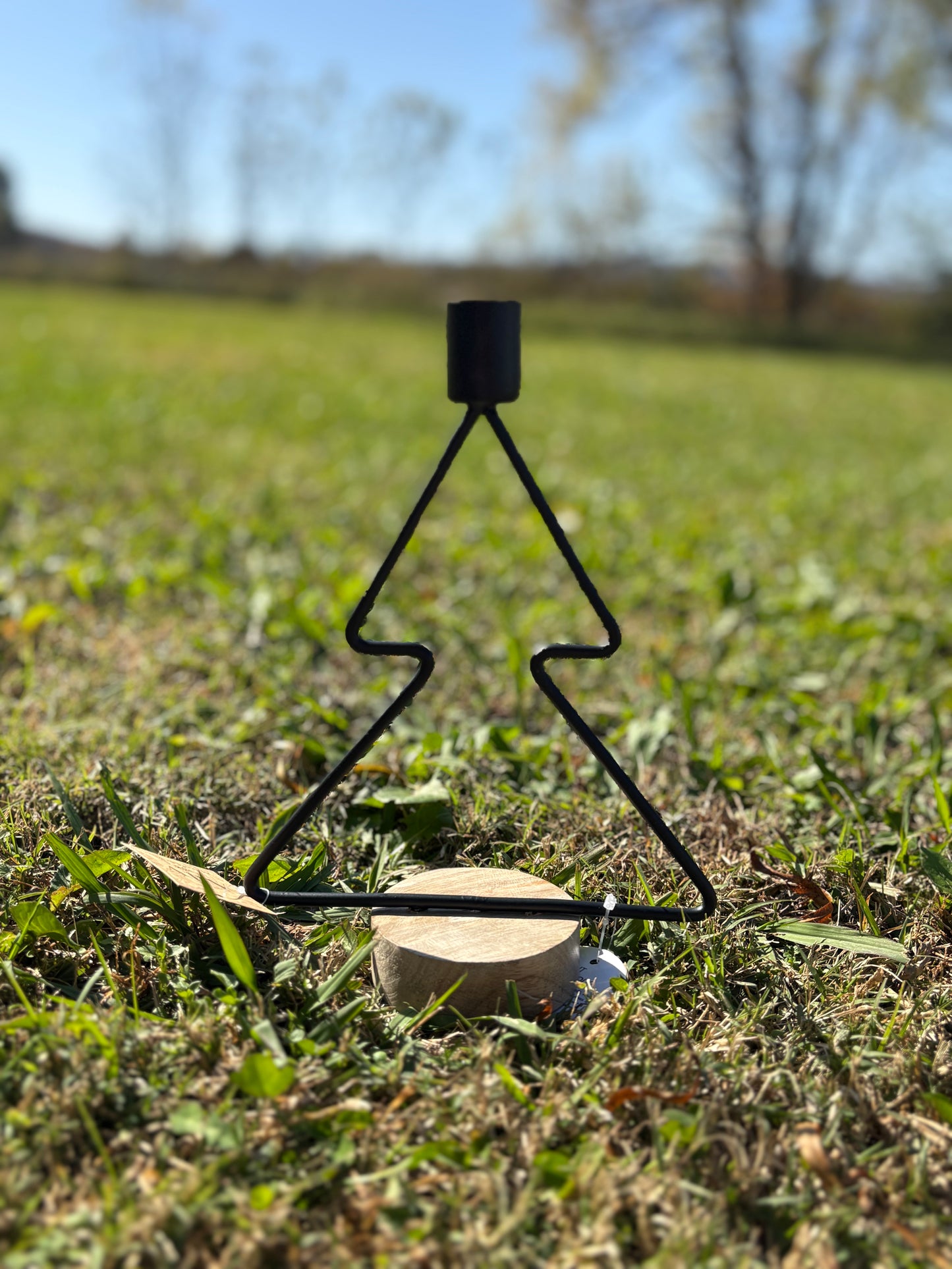 Tree Iron/Wood Candle Holder