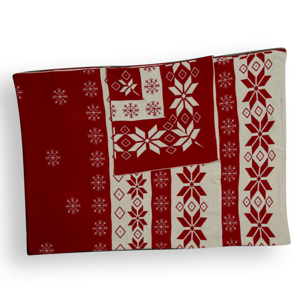 Snowflake & Poinsettia Galore Throw