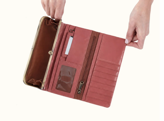 HOBO Rachel Continental Wallet in Rosewood | Leather Trifold Wallet