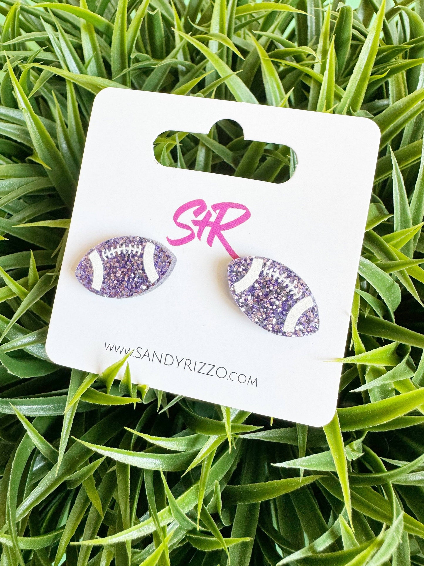 Lavender Glitter Acrylic Football Studs