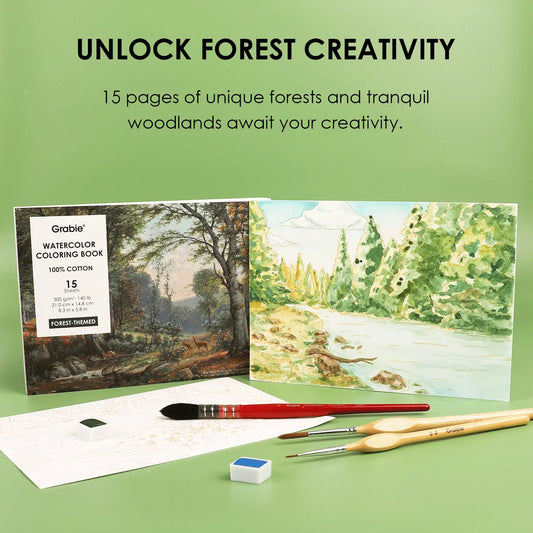 Forest Watercolor Coloring Book