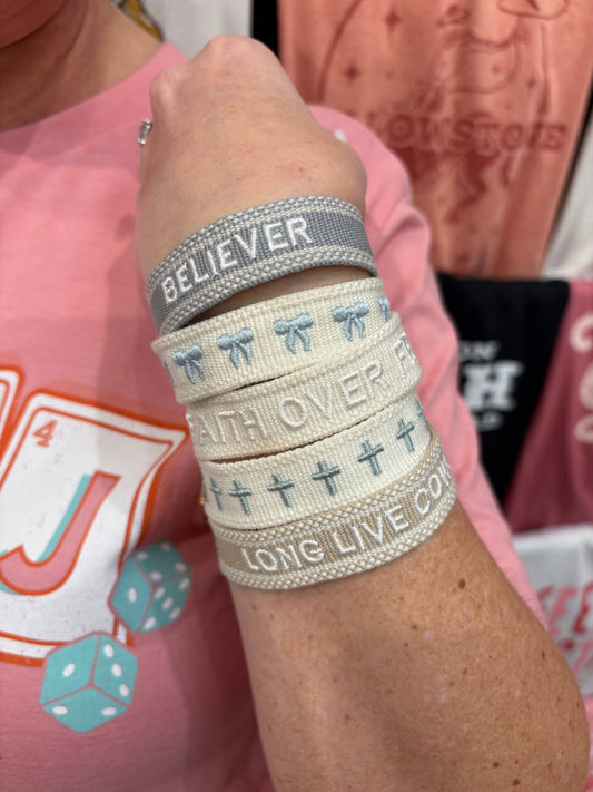 Faith Over Fear Adjustable Woven Bracelet