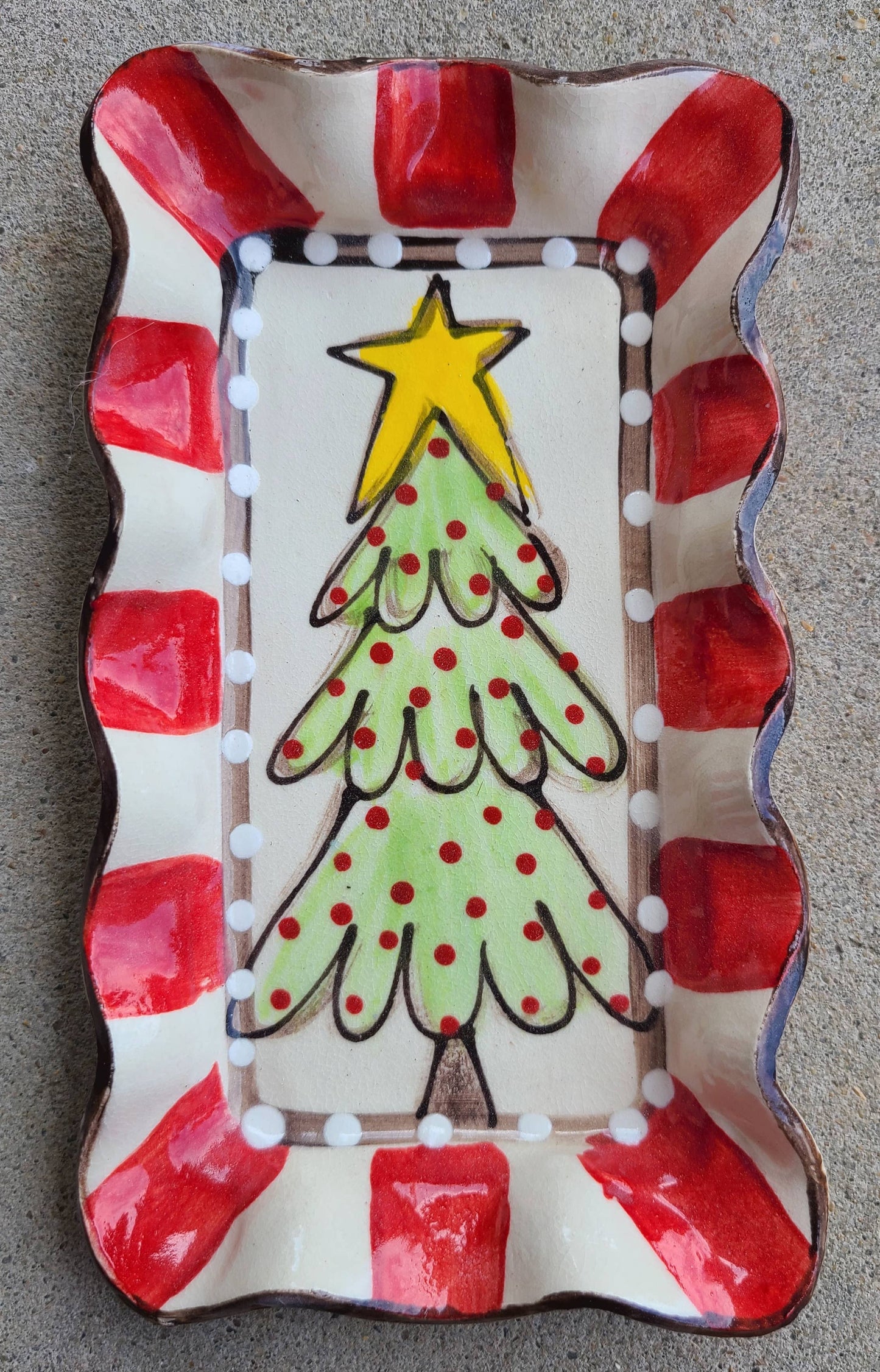 Tree with Red Dots Rectangle Plate