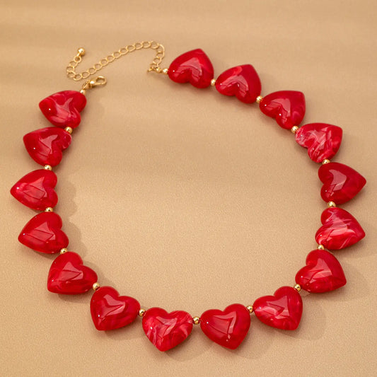 LARGE HEART SHAPE BEADED NECKLACE