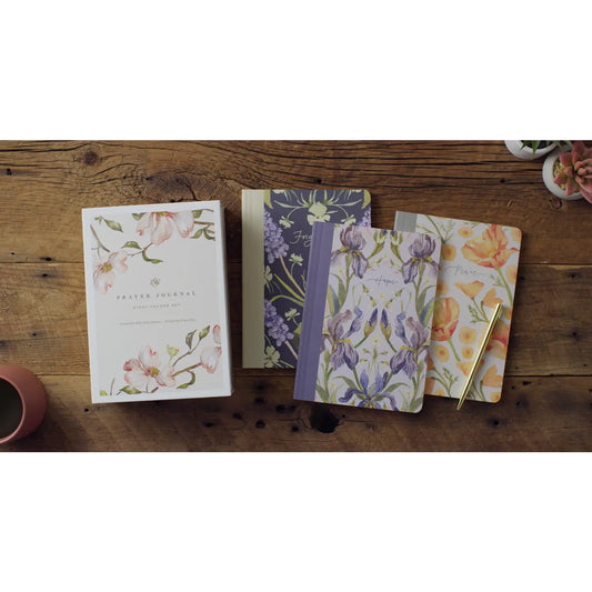 Eight floral ESV Christian prayer journals for women with presentation box and gold pen