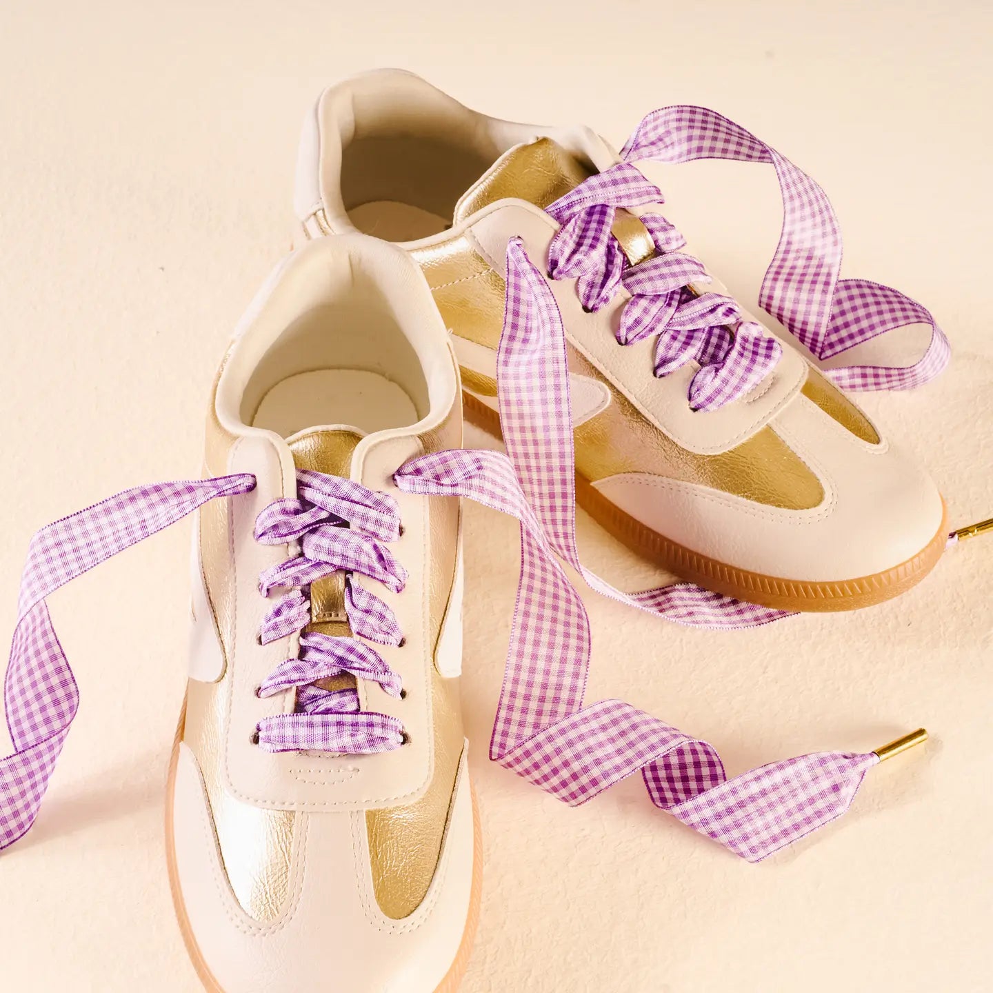 Gingham Purple Step it Up Shoelaces