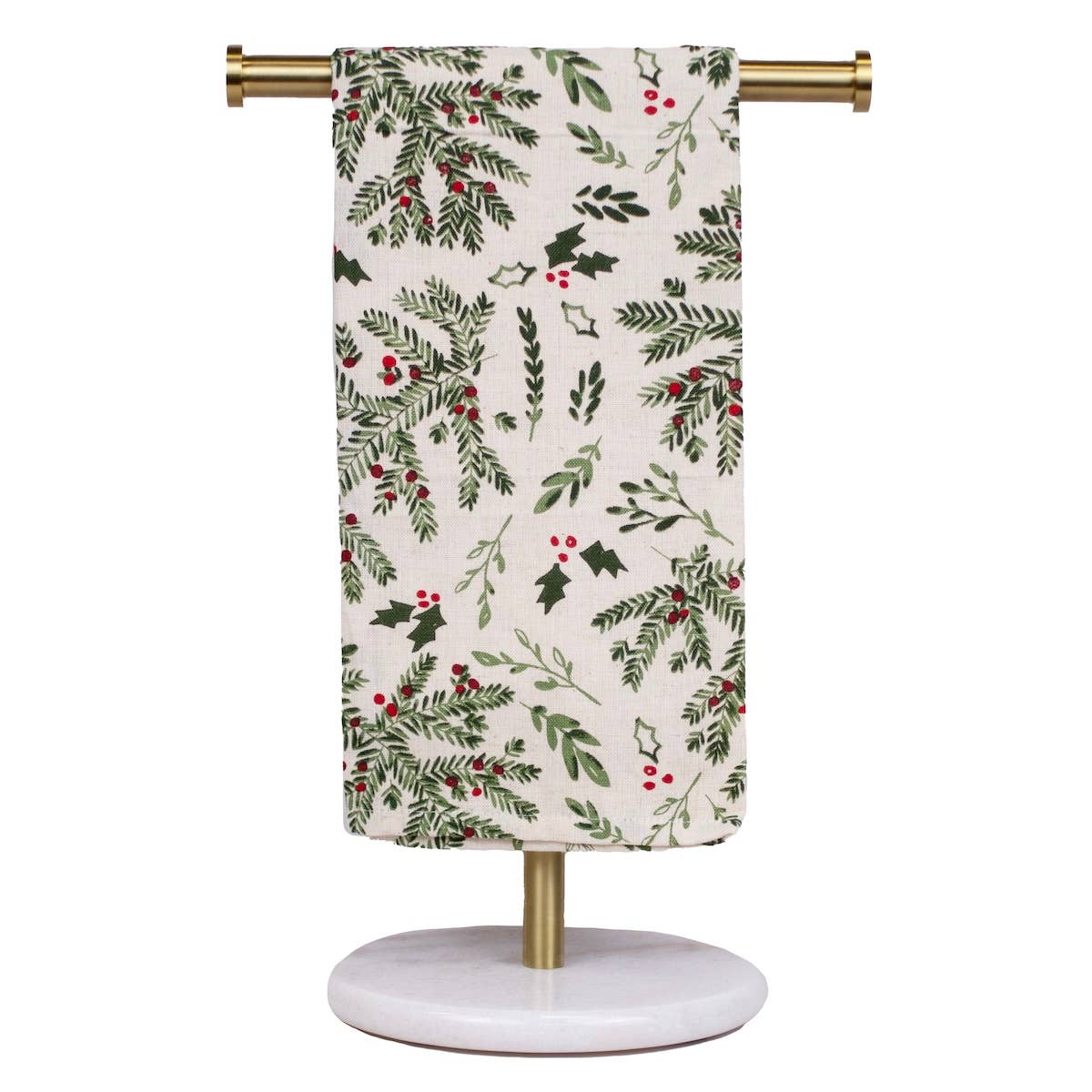 Holiday Foliage Hand Towel Cream/Green 20x28