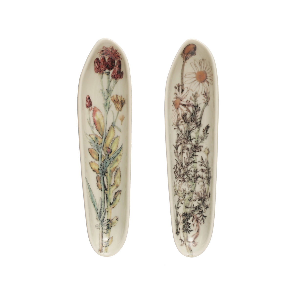 Vintage floral stoneware trinket dish with botanical design, available in two styles