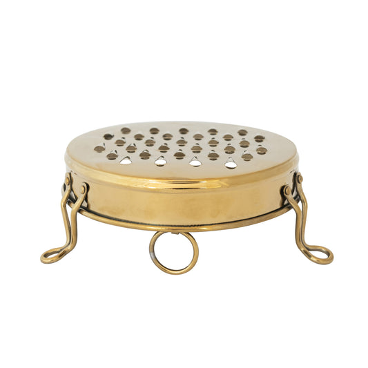 Marlow gold stainless steel footed cheese grater with round vintage-inspired design