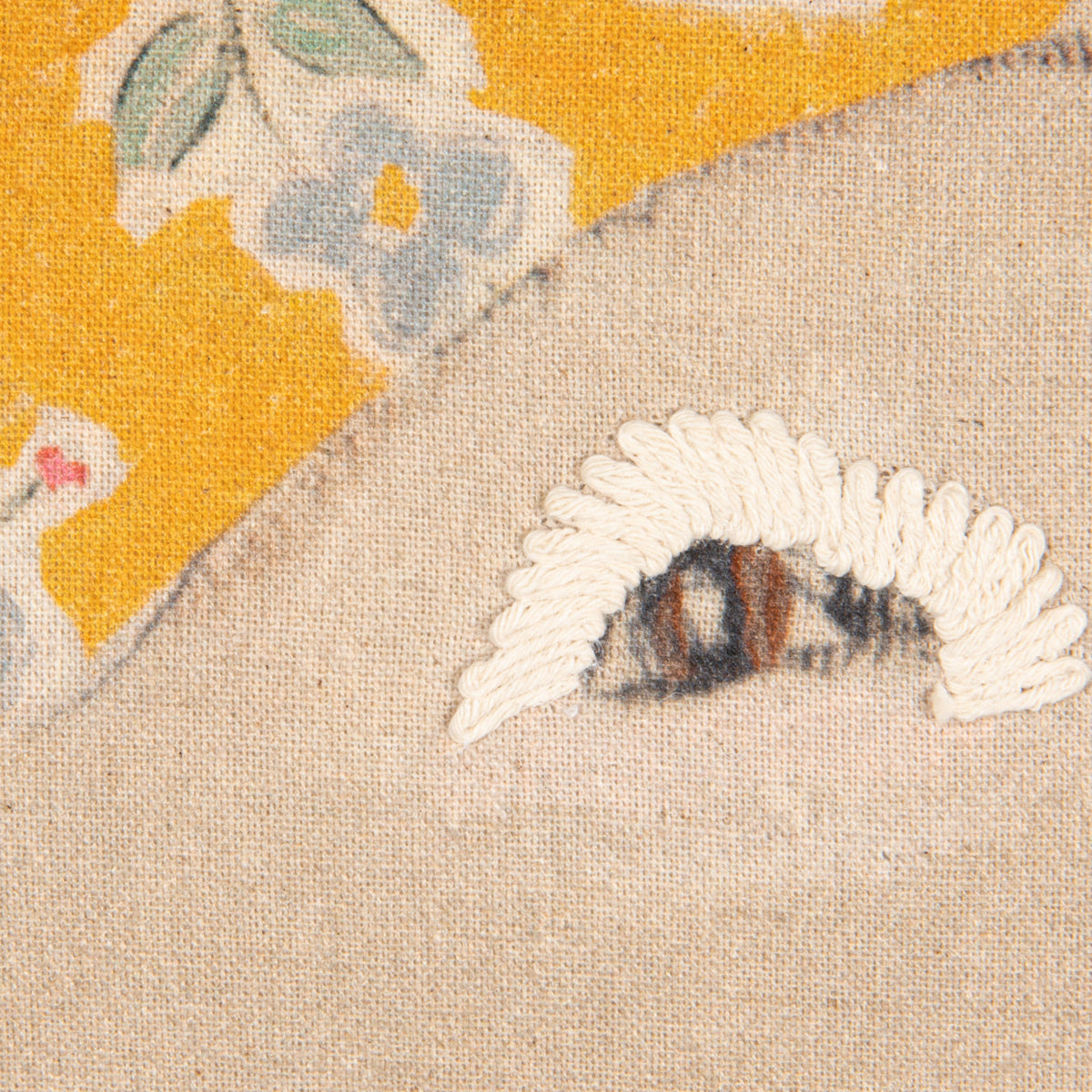 Mustard Floral Pig Embroidered Lumbar Pillow – 24x16