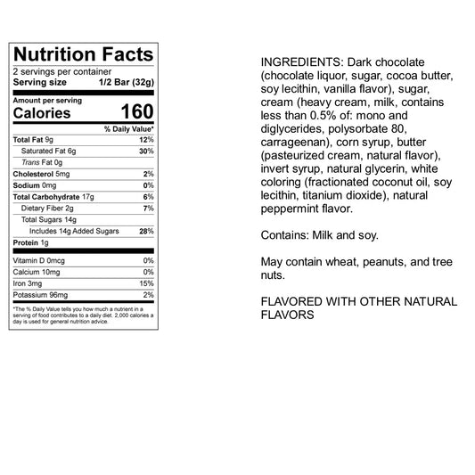 Hammond’s Mint Chocolate Chip candy bar nutrition facts ingredients and allergen information