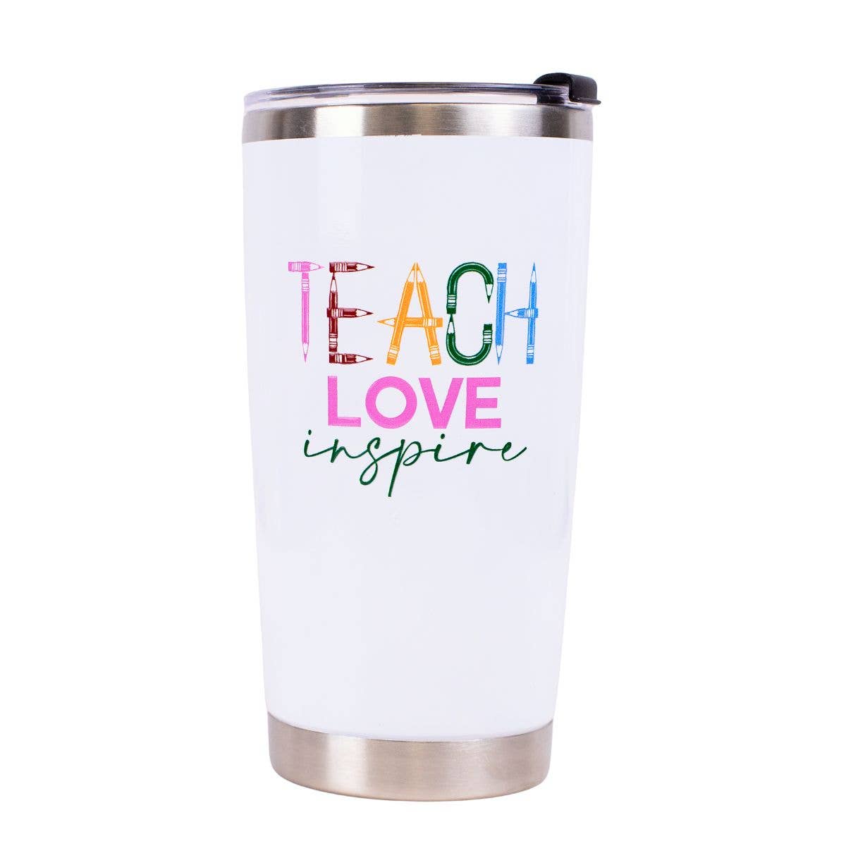 Teach Love Inspire Tumbler White/Multi 20oz.