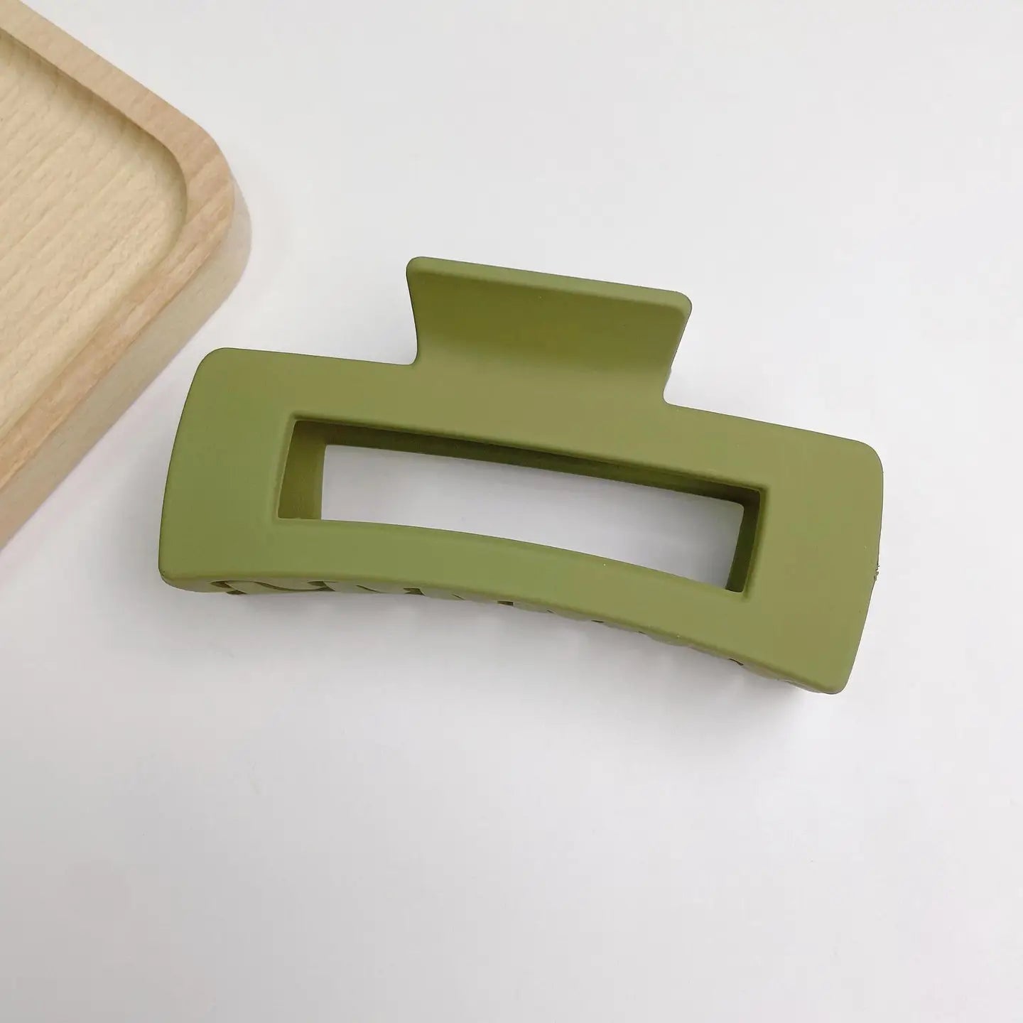Olive Rectangle Claw Clip