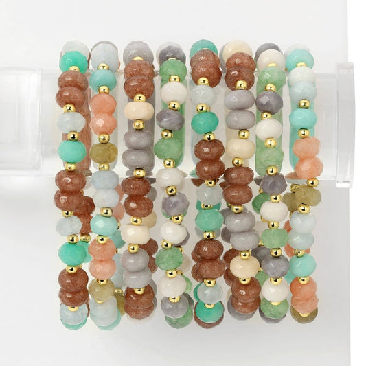 Large Stone Bracelets with Gold Bead Accents: Bright