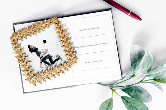 Wedding Vow Books - Wedding Keepsake Book w/Gold Foil Linen: Off-White