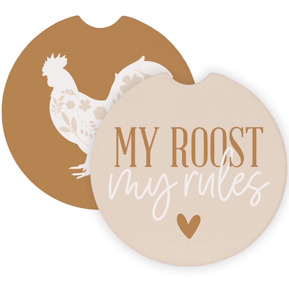 My Rules Rooster Car Coaster