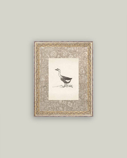 Single Goose Framed Antique Art: 8x10